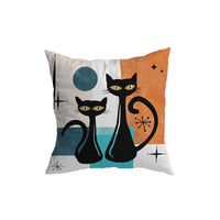 HKM-832339 Vintage Cat Print Short Plush Pillowcase, Fashion Simple Design, 45x45CM