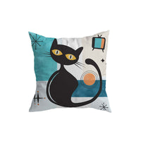 HKM-832339 Vintage Cat Print Short Plush Pillowcase, Fashion Simple Design, 45x45CM