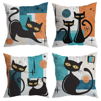 HKM-832339 Vintage Cat Print Short Plush Pillowcase, Fashion Simple Design, 45x45CM