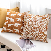 HKM-832467 Ethnic Style Yarn-Dyed Elephant Throw Pillow Cushion, 45x45cm, Nordic Design