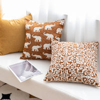 HKM-832467 Ethnic Style Yarn-Dyed Elephant Throw Pillow Cushion, 45x45cm, Nordic Design