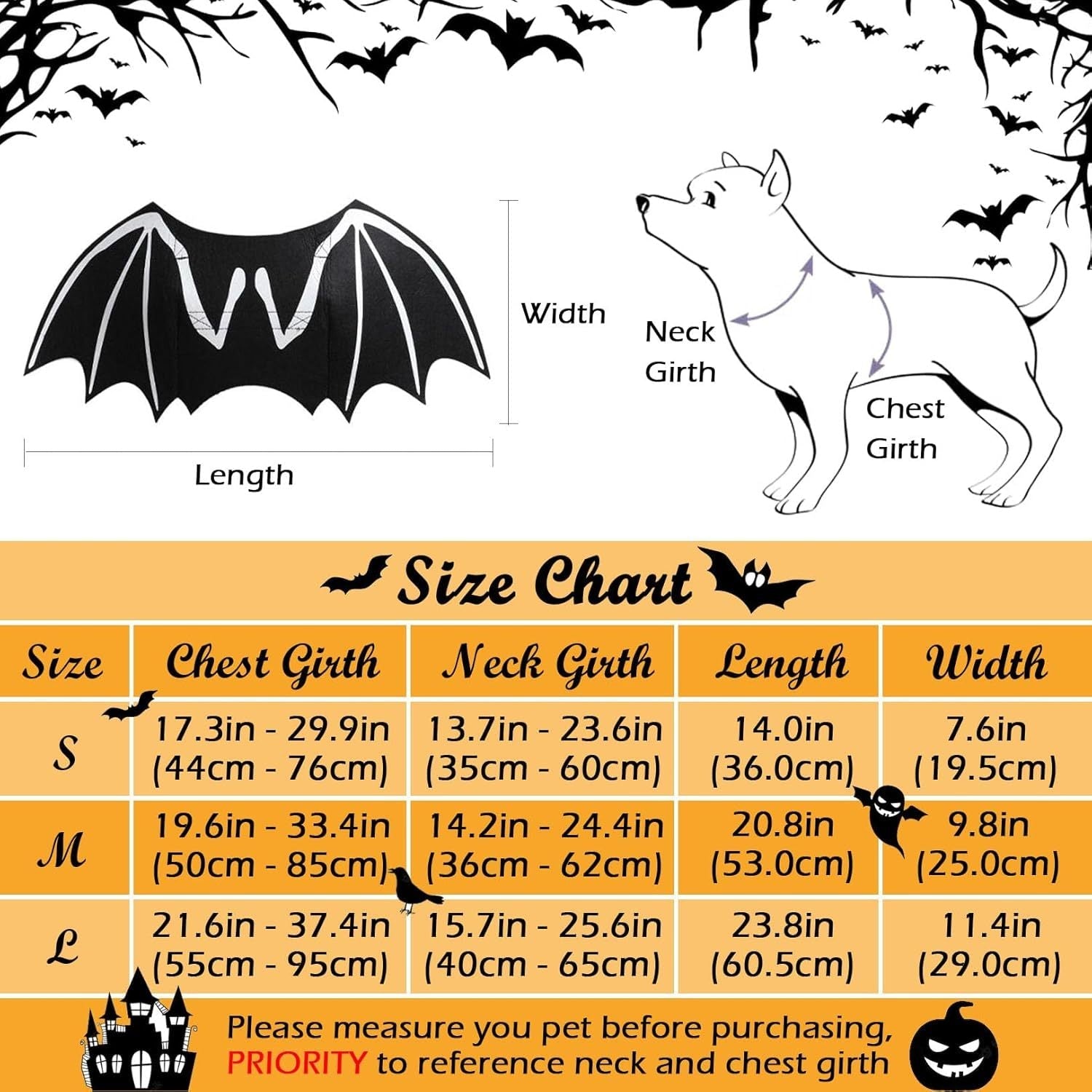 HKM-832531 Luminous Skeleton Bat Wings Dog Costume for Halloween - Adjustable Fit for Small, Medium, and Large Pets