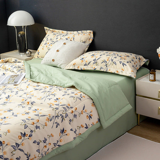 HKM-832659 Cotton and Linen Double-Layer Yarn Summer Blanket Set with Duvet Cover and Pillowcases - Various Sizes Available