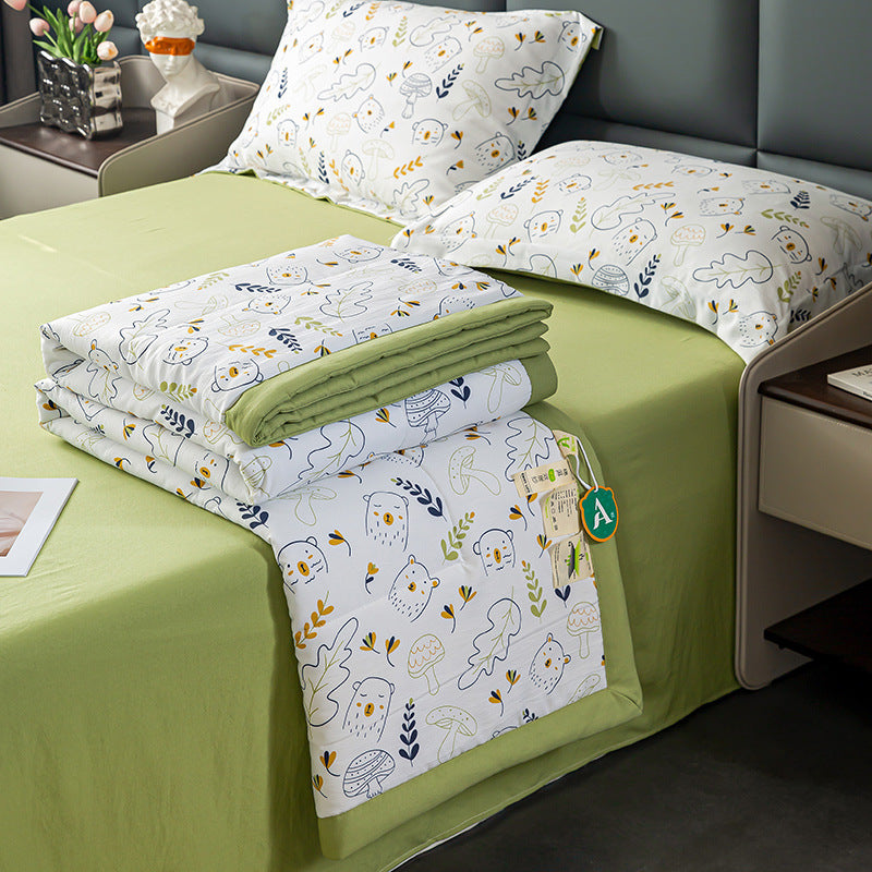 HKM-832659 Cotton and Linen Double-Layer Yarn Summer Blanket Set with Duvet Cover and Pillowcases - Various Sizes Available