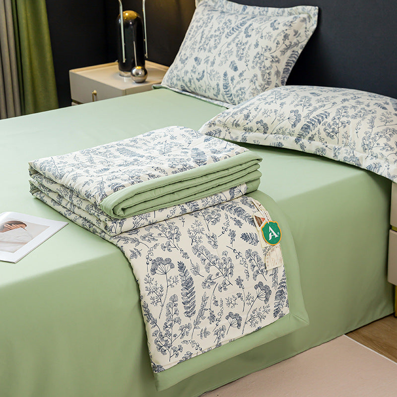 HKM-832659 Cotton and Linen Double-Layer Yarn Summer Blanket Set with Duvet Cover and Pillowcases - Various Sizes Available