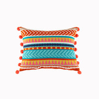 HKM-832723 Bohemian Embroidered Cotton Cushion Cover with Tassels for Home Decor