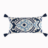 HKM-832723 Bohemian Embroidered Cotton Cushion Cover with Tassels for Home Decor