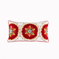 HKM-832723 Bohemian Embroidered Cotton Cushion Cover with Tassels for Home Decor