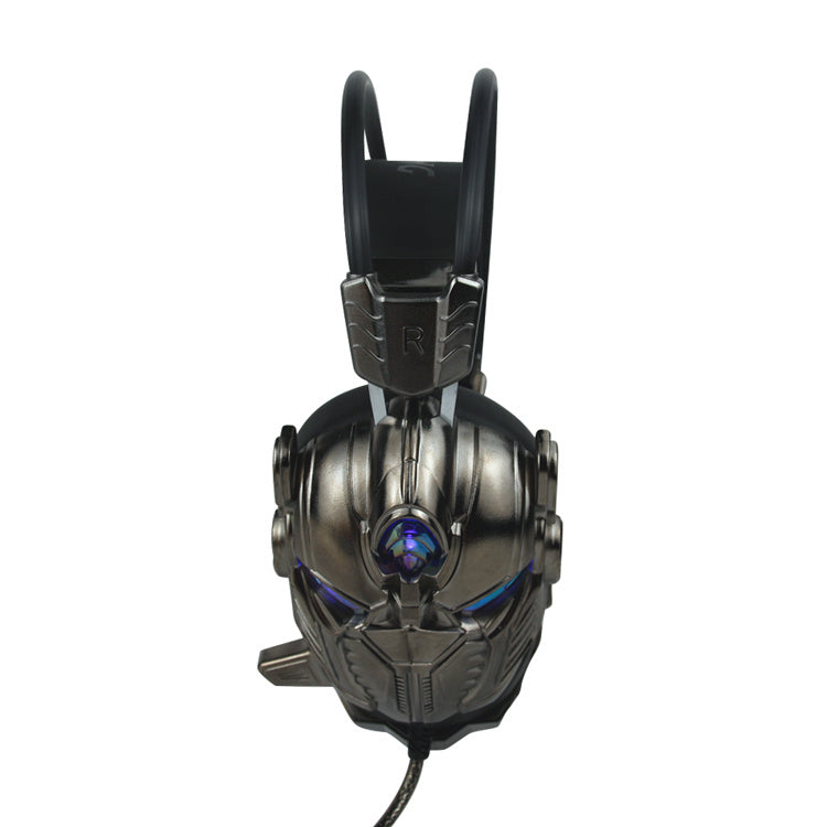 HKM-832723 Luminous Gaming Headset with Vibration and Memory Foam Cushioning in Gray and Brown