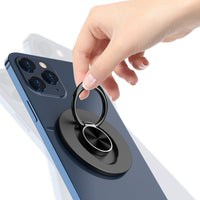 HKM-832723 Magnetic Phone Ring Holder for Car and Desktop - Adjustable Positioning, Glue-Free Design, Silver and Black