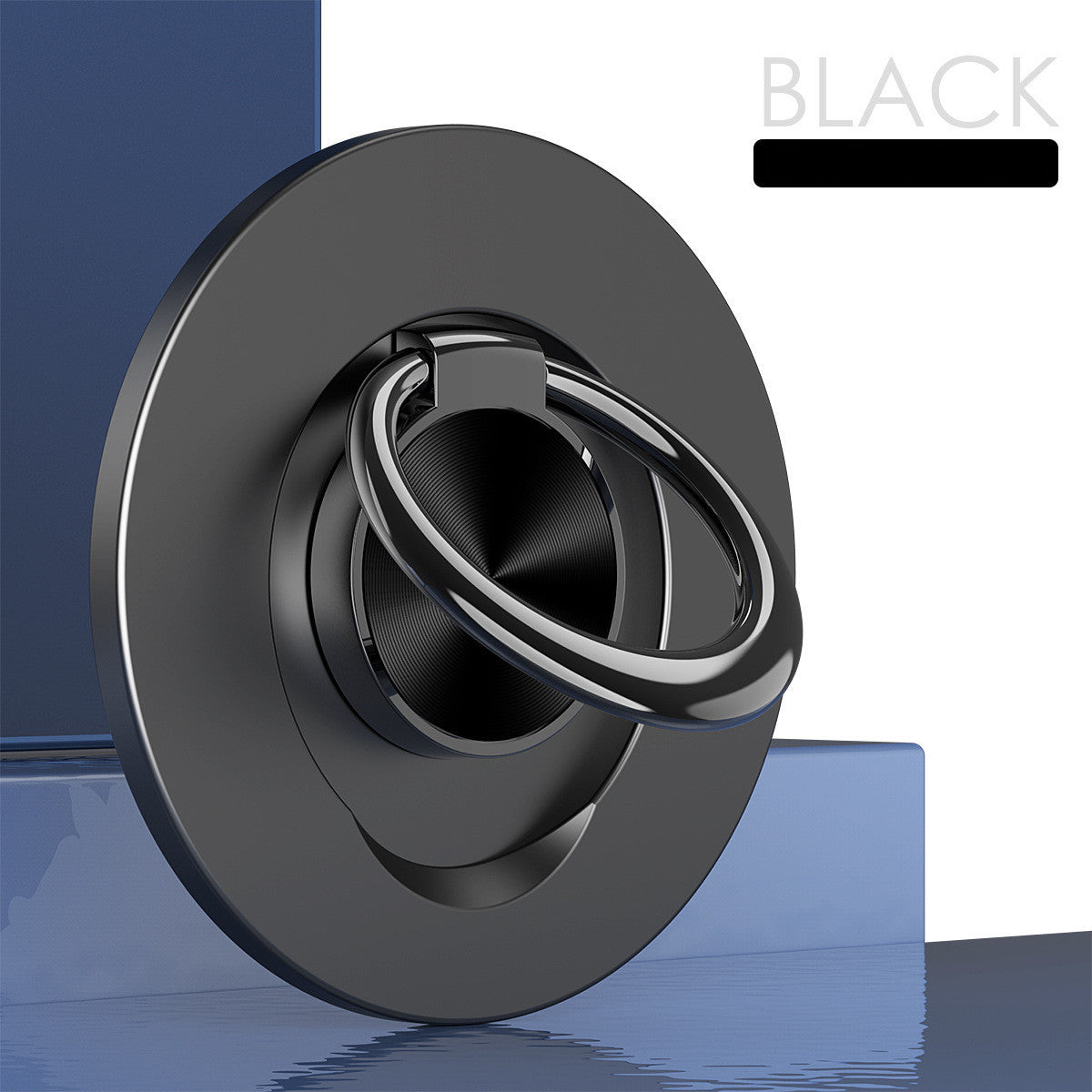 HKM-832723 Magnetic Phone Ring Holder for Car and Desktop - Adjustable Positioning, Glue-Free Design, Silver and Black