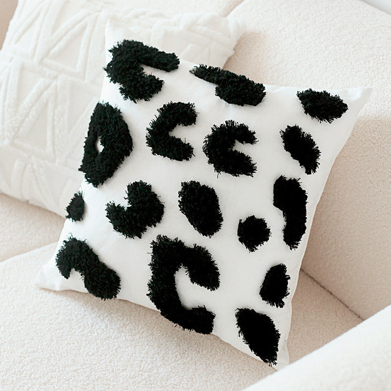 HKM-832787 Luxury Checkerboard Rabbit Fur Cushion Cover 45x45cm