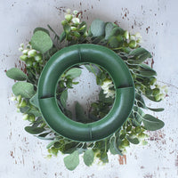 HKM-832787 Small Size Eucalyptus Loop Garland - White Money Leaf Wreath, 33CM Diameter, Plastic Decor