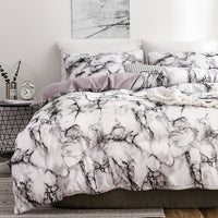 HKM-833491 Marble Patterned Polyester Duvet Cover Set with Pillowcases - Various Sizes Available