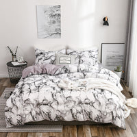 HKM-833491 Marble Patterned Polyester Duvet Cover Set with Pillowcases - Various Sizes Available