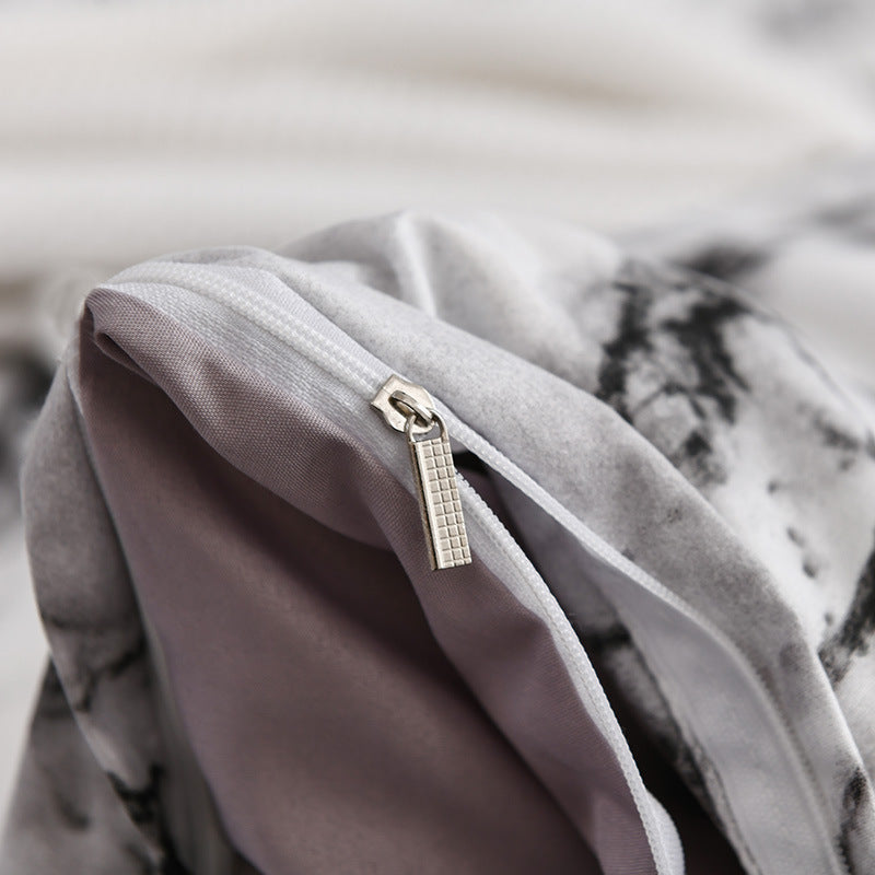 HKM-833491 Marble Patterned Polyester Duvet Cover Set with Pillowcases - Various Sizes Available