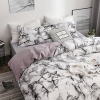 HKM-833491 Marble Patterned Polyester Duvet Cover Set with Pillowcases - Various Sizes Available