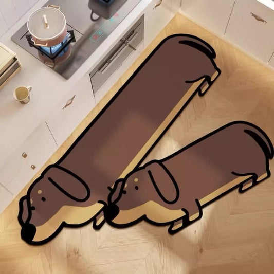 KTX-833555 Cute Lying Cat Diatom Oil Absorbent Non-Slip Mat for Hallway and Kitchen, Various Sizes