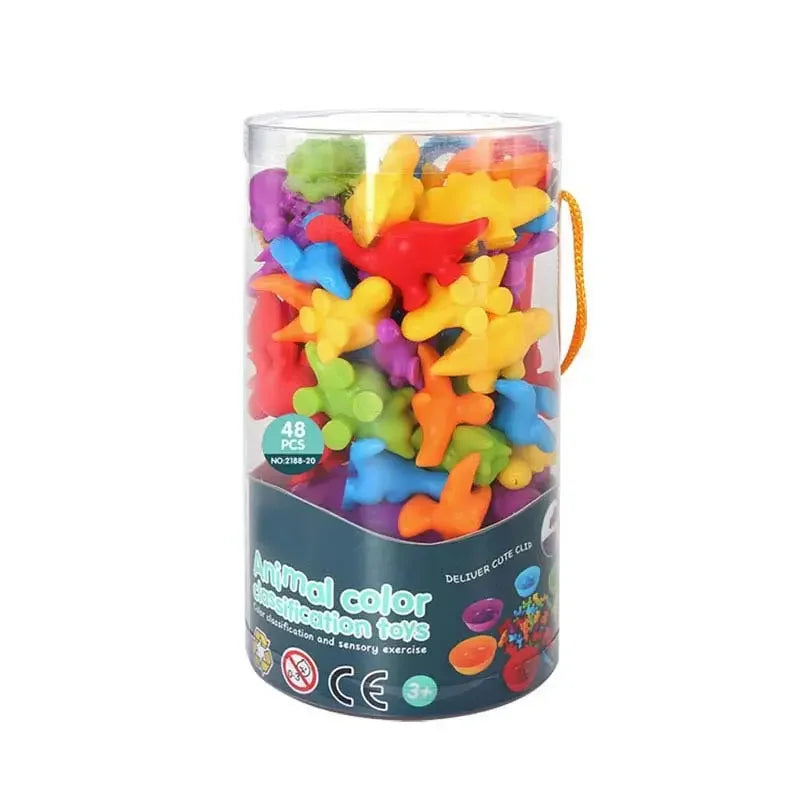 HKM-833619 Montessori Sensory Counting Dinosaur Game with Shape Matching and Sorting Cups for Kids