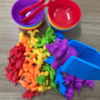 HKM-833619 Montessori Sensory Counting Dinosaur Game with Shape Matching and Sorting Cups for Kids