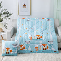 HKM-833811 Multifunctional Cartoon Plush Pillow Blanket - Soft Polyester Travel Quilt 40x40cm to 100x150cm