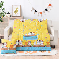 HKM-833811 Multifunctional Cartoon Plush Pillow Blanket - Soft Polyester Travel Quilt 40x40cm to 100x150cm