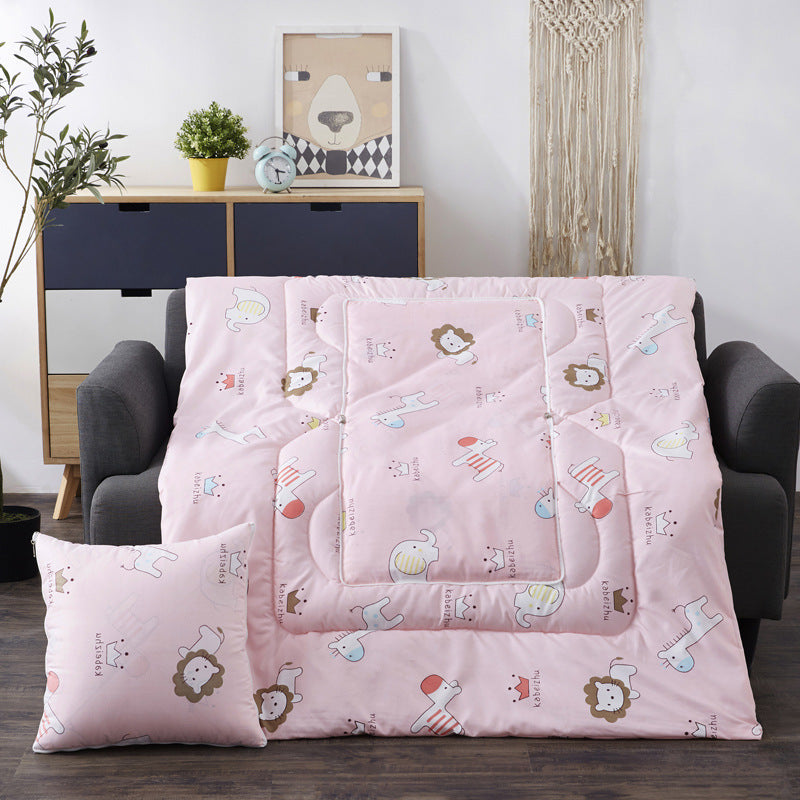 HKM-833811 Multifunctional Cartoon Plush Pillow Blanket - Soft Polyester Travel Quilt 40x40cm to 100x150cm