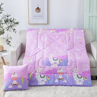 HKM-833811 Multifunctional Cartoon Plush Pillow Blanket - Soft Polyester Travel Quilt 40x40cm to 100x150cm