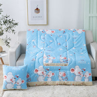 HKM-833811 Multifunctional Cartoon Plush Pillow Blanket - Soft Polyester Travel Quilt 40x40cm to 100x150cm