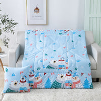 HKM-833811 Multifunctional Cartoon Plush Pillow Blanket - Soft Polyester Travel Quilt 40x40cm to 100x150cm