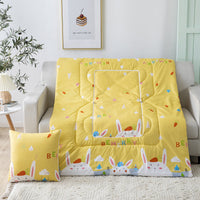 HKM-833811 Multifunctional Cartoon Plush Pillow Blanket - Soft Polyester Travel Quilt 40x40cm to 100x150cm