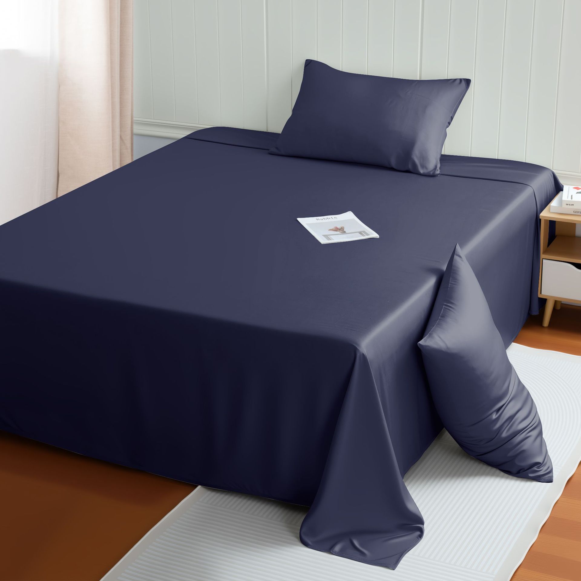 HKM-833811 Premium Bamboo Fiber Bed Sheet - Solid Colors, Various Sizes, Soft and Comfortable