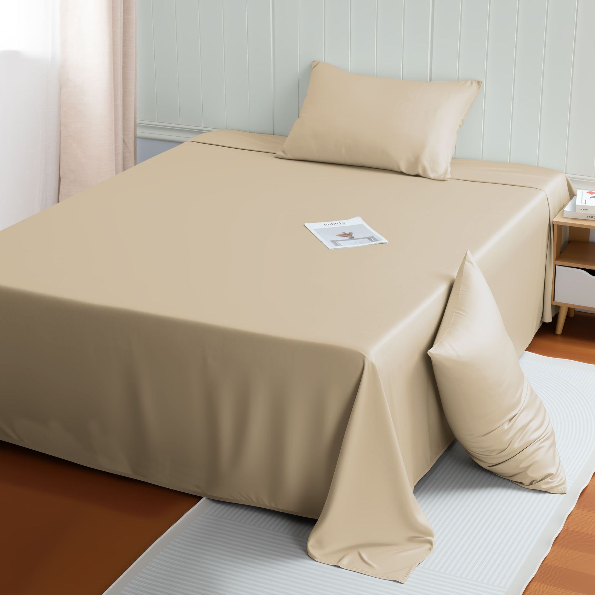 HKM-833811 Premium Bamboo Fiber Bed Sheet - Solid Colors, Various Sizes, Soft and Comfortable