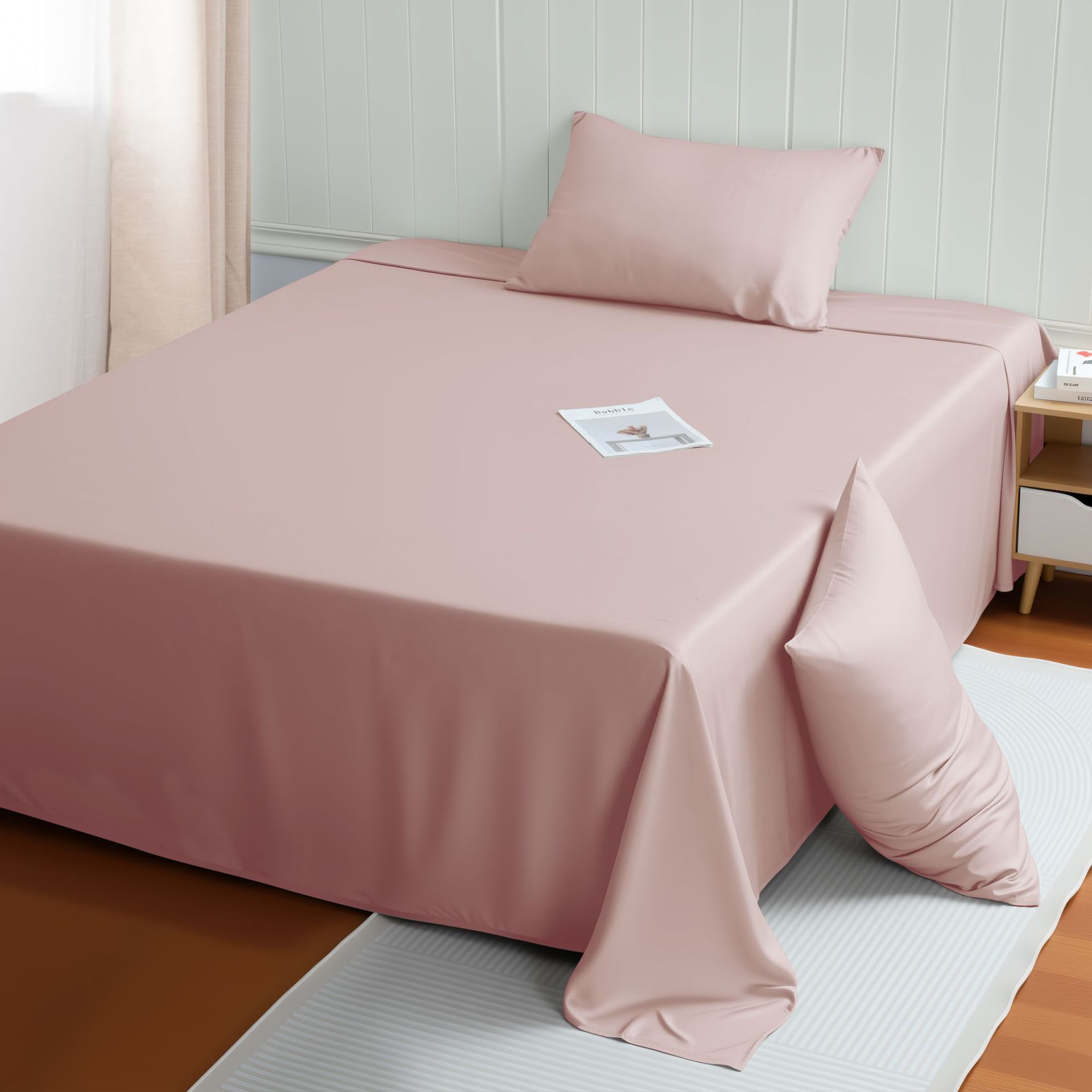 HKM-833811 Premium Bamboo Fiber Bed Sheet - Solid Colors, Various Sizes, Soft and Comfortable
