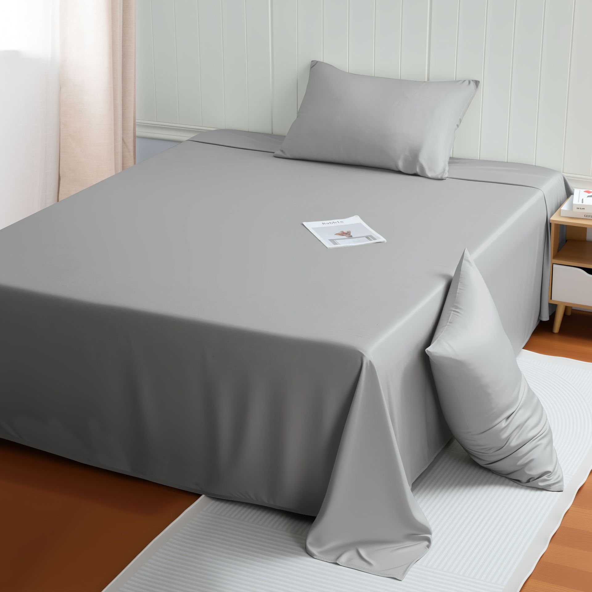 HKM-833811 Premium Bamboo Fiber Bed Sheet - Solid Colors, Various Sizes, Soft and Comfortable
