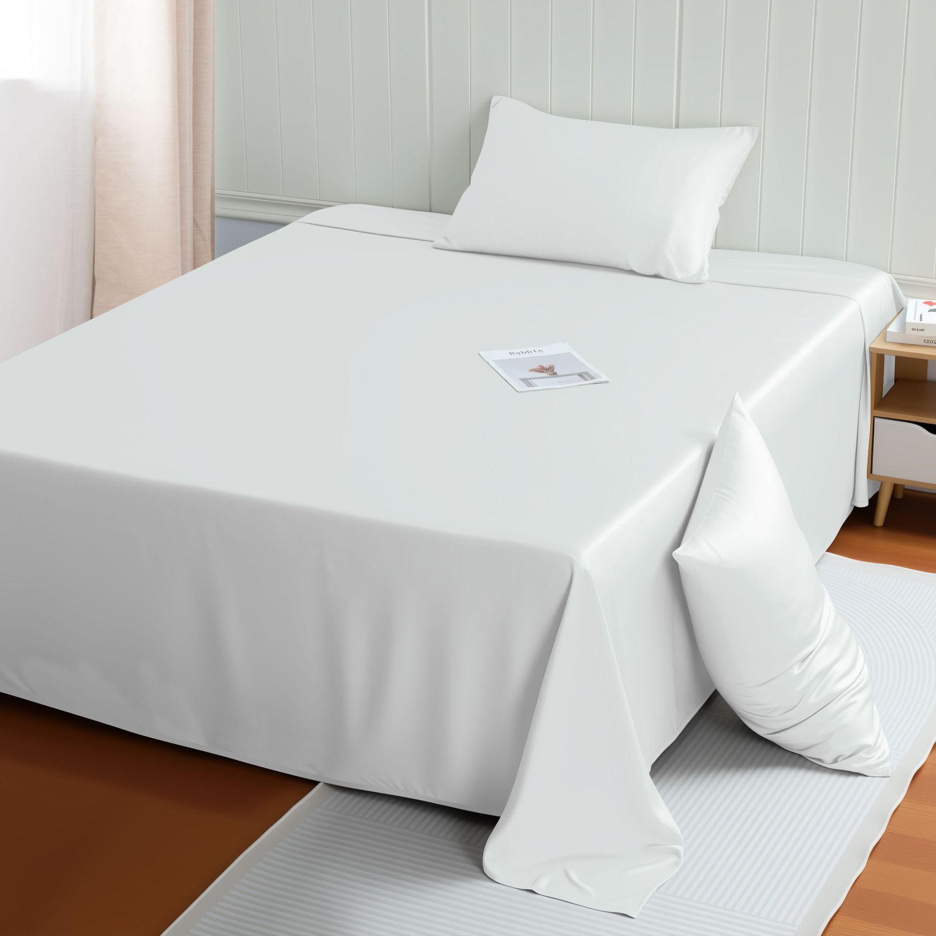 HKM-833811 Premium Bamboo Fiber Bed Sheet - Solid Colors, Various Sizes, Soft and Comfortable