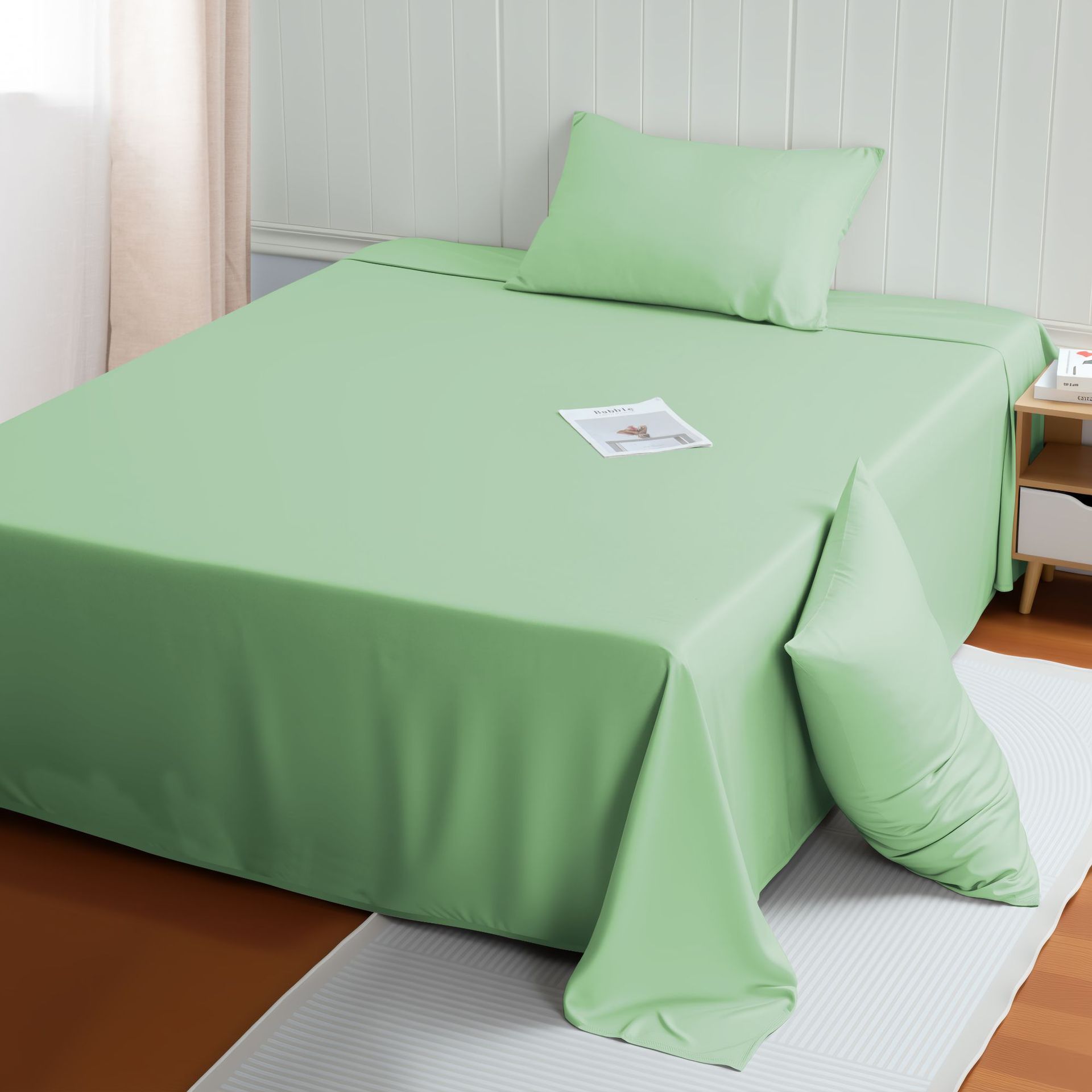 HKM-833811 Premium Bamboo Fiber Bed Sheet - Solid Colors, Various Sizes, Soft and Comfortable
