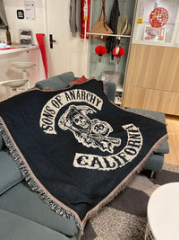 HKM-833875 Grim Reaper Cotton Sofa Blanket - National Style Towel Blanket, 130x160cm
