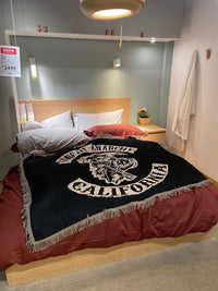 HKM-833875 Grim Reaper Cotton Sofa Blanket - National Style Towel Blanket, 130x160cm