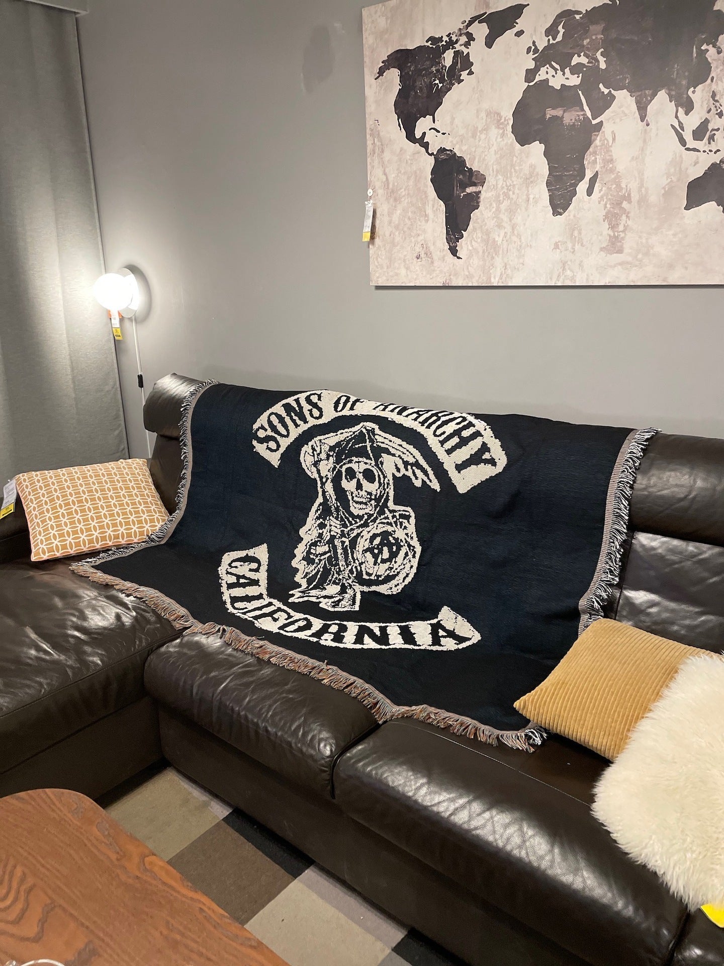 HKM-833875 Grim Reaper Cotton Sofa Blanket - National Style Towel Blanket, 130x160cm