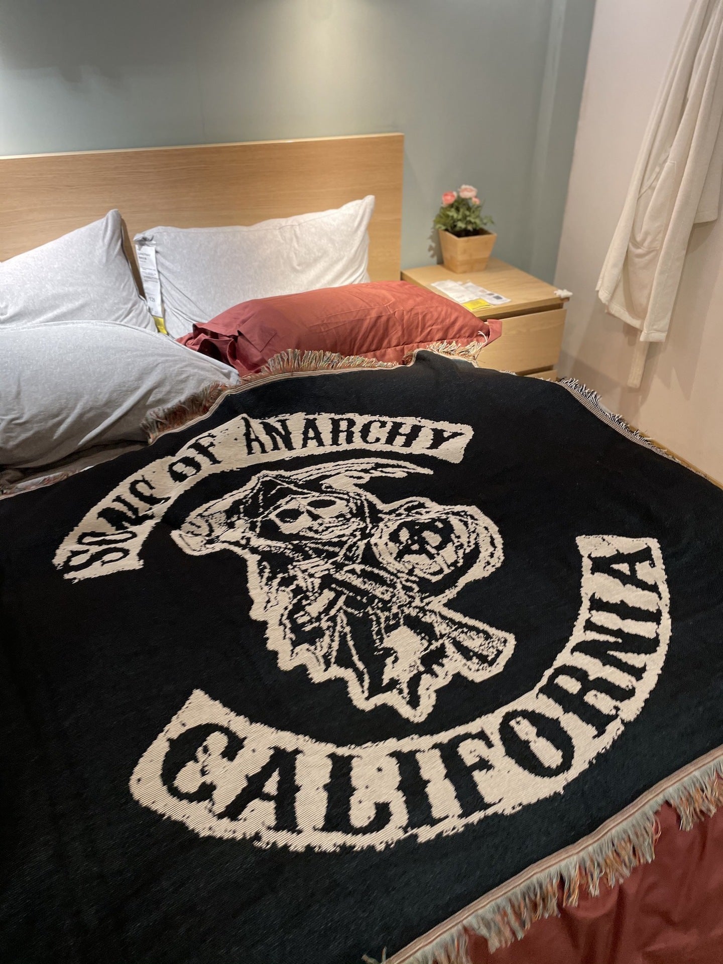 HKM-833875 Grim Reaper Cotton Sofa Blanket - National Style Towel Blanket, 130x160cm