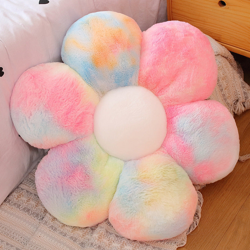 HKM-833939 Colorful Flower Plush Cushion - Super Soft Short Plush, 30-65 cm for Ages 7-14