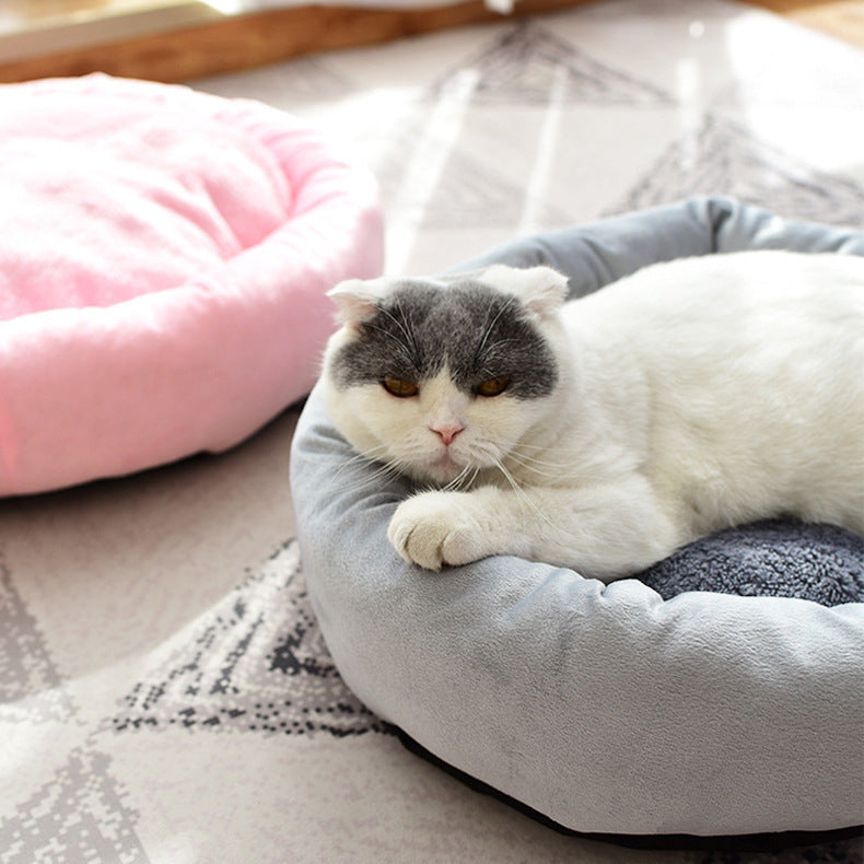 HKM-833939 Egg Tart Cozy Pet Nest in Pink and Light Gray - Multiple Sizes Available