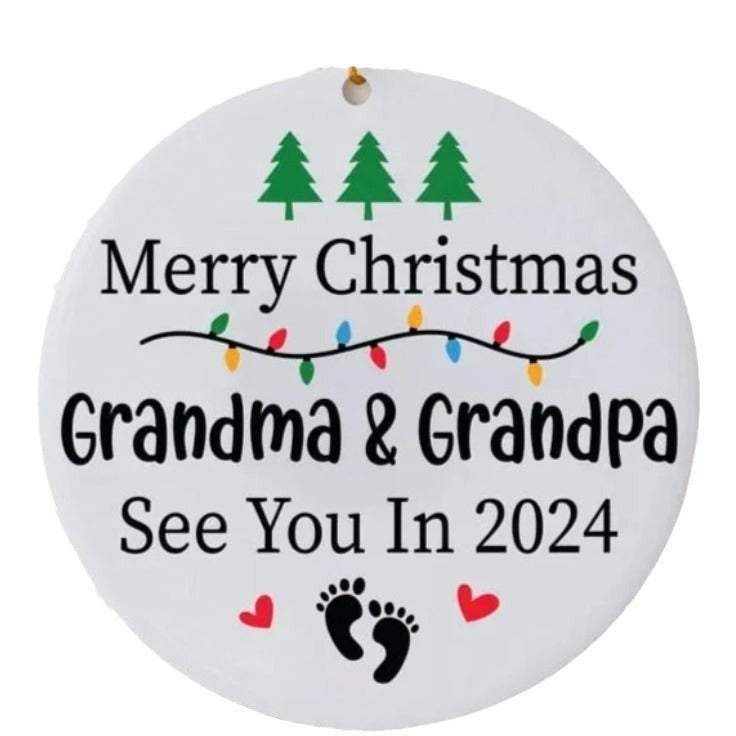 HKM-833939 Wooden Christmas Tree Pendant for Expecting Parents - American Style, 7cm