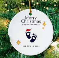 HKM-833939 Wooden Christmas Tree Pendant for Expecting Parents - American Style, 7cm