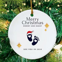 HKM-833939 Wooden Christmas Tree Pendant for Expecting Parents - American Style, 7cm