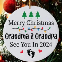 HKM-833939 Wooden Christmas Tree Pendant for Expecting Parents - American Style, 7cm