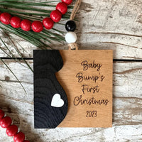 HKM-833939 Wooden Christmas Tree Pendant for Expecting Parents - American Style, 7cm