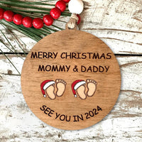 HKM-833939 Wooden Christmas Tree Pendant for Expecting Parents - American Style, 7cm