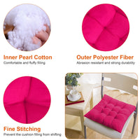 HKM-834195 4-Piece Soft Square Chair Cushion Set - 17.72in Comfortable Tie-On Seat Pads for Home, Office, and Travel